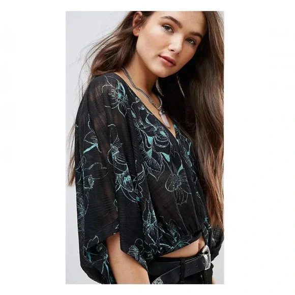 Free People One Dance Floral Top Black Size XS - Picture 6 of 12